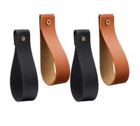 COHEALI Set 4 Pezzi Ganci da Parete in Pelle e Cinghie per Tende in Stile Bohémien, Supporto Robusto per Bastoni Tende, Adatto a Bagno, Cucina e Camera da Letto