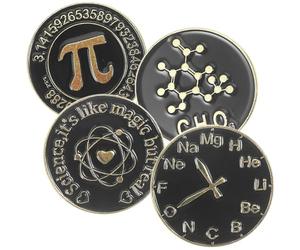 COHEALI Spille Tema Scienza e Matematica 4 Pezzi Nero in Lega per Giacche e Cappelli Stile Semplice Unisex Resistente