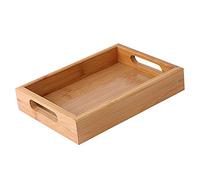 Cohentbliss Vassoio da portata rettangolare in bambù con manici, marrone, 20 x 15 x 4 cm, 100% bambù, rustico, rettangolare, antiscivolo, ideale per alimenti, bevande, conservazione, anniversario