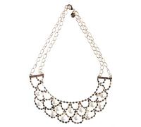 Cohesive Jewels Perle Finte E Cristallo Placcato Oro Scallop Collana Bavaglino