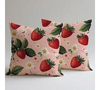 Cohnpjng Copricuscini Divano 50×50 cm, Federe Lino Cuscini per Divano Soggiorno, set 4 Cuscini da Esterno per Decorazioni Casa Cerniera Nascosta Stampa Doppia Faccia, Fragola Chrysanthemum C0F-1233