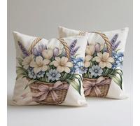 Cohnpjng Copricuscini Divano 60×60 cm, Federe Velluto Cuscini per Divano Soggiorno, set 4 Cuscini da Esterno per Decorazioni Casa Cerniera Nascosta Stampa Doppia Faccia, Fiori Cesto Di Fiori C0F-1038