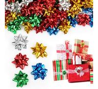 Coicok 100 Pezzi Fiocchi Coccarde Stelle Fiocchi Adesive, Decorazioni Natalizie, Fiocchetti da Regalo per Natale Decorazione di Regali, Compleanni & Eventi, 5 Colori