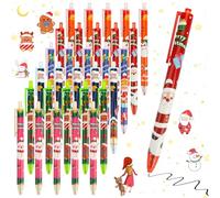 Coicok 30 Pezzi Penne a Sfera Natalizie, Penne Natalizie per Bambini, penne a sfera retrattili, Pupazzo di Neve Renna Babbo Natale Penne Roller per Compleanno Regali di Natale
