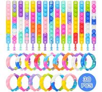 Coicok 30 Pezzi Regolabile Bracciale in Silicone, Gadget Compleanno Bambini, Regalini Fine Festa Compleanno, Giocattoli Antistress per Adulti e Bambini, Push Bubble Bracelets Fidget Toys