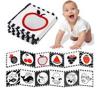 Coicok Libri per Neonati, Libro Neonato Sensoriale in Bianco e Nero Morbidi con Specchio per 0-6 Mesi