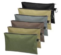 COIDEA Borsa degli attrezzi con cerniera, borsa per attrezzi di alta qualità, multiuso, con moschettone, cerniera in metallo, per attrezzi (confezione da 6, marrone chiaro, verde navy, nero, marrone