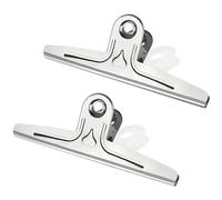 Coideal Clip fermacarte extra large, formato XXL, in acciaio inossidabile, 2 pezzi, resistenti, per i documenti dell’ufficio (argento, 30 cm)