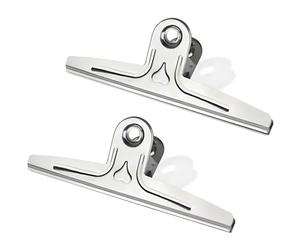 Coideal Clip fermacarte extra large, formato XXL, in acciaio inossidabile, 2 pezzi, resistenti, per i documenti dell’ufficio (argento, 30 cm)
