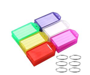 Coideal Portachiavi in plastica, 30 pezzi, portachiavi con etichetta a colori, identificatore e anello, 6 colori, per chiavi USB, segnare le chiavi, bagaglio, valigie