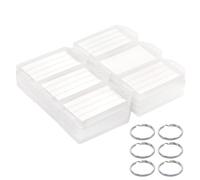 Coideal Targhette portachiavi in plastica bianca con etichette, confezione da 60 pezzi, resistenti, con finestra trasparente per etichette e anello rigido per bagagli