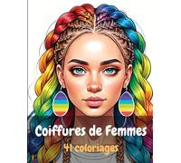 Coiffures de Femmes: 41 coloriages en nuances de gris, format A4, versos noires, Anti Stress