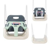 COIL Altalena 3 in 1 regolabile e con seggiolino a dondolo in crescita, per neonati e bambini, con schienale e cintura, portata fino a 60 kg (oliva)