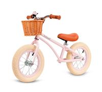 COIL Bicicletta per bambini dai 1 anno in su, con manubrio e sella regolabili, telaio in acciaio ultraleggero, pneumatici da 12 pollici, campanello e cestino in vimini, perfetta per bambini dai 3 anni