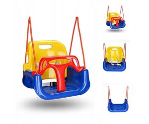 COIL Dondolo per bambini 3 in 1, regolabile e con seggiolino a dondolo, per neonati e bambini, con schienale e cintura di fissaggio, portata fino a 60 kg (Blu)