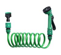 Coil Garden Hose - expandable hose, spray nozzle | 5 modalità watering with ergonomiic handle, flessibile lightweight tubing, for VR maintenance, boat deck rinse, house exterior cleaning