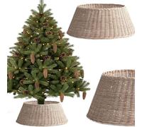 COIL Gonna per albero di Natale, coperta per albero di Natale, supporto per albero di Natale, ovale, rettangolare, diametro da 56 cm (beige, diametro 58)