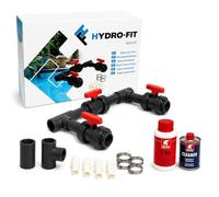 COIL Kit Bypass per Pompe di Calore Piscina Universale PVC 50mm Set di 3 Valvole a Sfera Colla Griffon e Detergente - Automontaggio