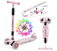 COIL Monopattino per bambini, triciciclo, monopattino, triciciciclo, scooter da città, cuscinetti ABEC-7, regolazione del volante a 3 livelli, ruote a LED (rosa)