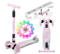 COIL Monopattino a triciclo per bambini, 6 anni, monopattino regolabile in altezza, con ruote a LED, per bambini dai 3 agli 8 anni, scooter con manubrio in alluminio, ampia pedana (colorata)