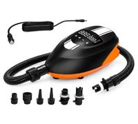 COIL Pompa elettrica SUP con batteria da 5000 mAh, 20 PSI, 80 l/min, 130 W, indicatore digitale della pressione dell'aria, arresto automatico, 6 adattatori, 12 V