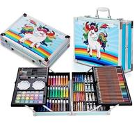 COIL Set creativo - Valigetta per artisti con 145 pezzi, set da pittura versatile per bambini e adulti, matite colorate, pennarelli, colori acrilici, pastelli a olio, torta ad acquerello, ideale per