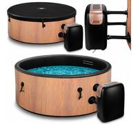 COIL Spa da giardino per esterni, resistente all'inverno, gonfiabile, per 6 persone, effetto legno, robusto materiale DWF, gonfiaggio rapido, idromassaggio wellness