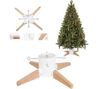 COIL Base per albero di Natale, supporto con serbatoio d'acqua, supporto rustico, base per albero vero, capacità d'acqua: 1-1,3 litri, diametro del tronco: 3,5-11 cm, (Bianco, larghezza 66 cm)