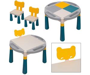 COIL Tavolo e Sedie per Bambini, 2 in 1 - Blocchi o Disegno, Multicolore