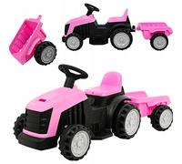 COIL trattore con rimorchio, trattore, batteria, trattore per bambini, veicoli elettrici, spinta per bambini, dai 3 anni in su, rosa
