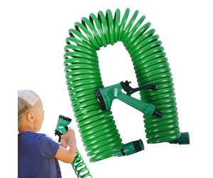 Coiled Garden Hose, Expandable Water Hose, Multi Mode Spray Nozzle, Lightweight Flexible Irrigation Pipe System Yard Car Wash Rv Boat Home Cleaning Durable Leak Resistant Outdoor Watering Tool Use