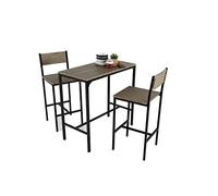 Coimbra Kit Closet - Set 3 pezzi Tavolo con 2 sgabelli alti, Design rustico, Marrone 87 x 45 x 90 cm