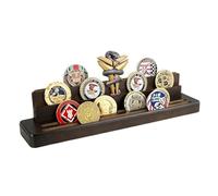 Coin Holder in legno massello con design obliquo e struttura a 4 strati per 15-18 monete - Elegante supporto per display per soggiorno, ideale anche come espositore Challenge Coin o regalo per