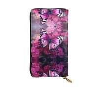 Coin Purse Pink Flower Purple Butterfly Printing Portafoglio In Pelle Squisito Clutch Piccolo Borsa Vintage Portamonete Da Donna Per Donna, Adolescente, Insegnante