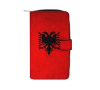 Coin Purse Retro Texture Albania Flag Piccolo Portafoglio Vintage Porta Monete Adatta Pu Portamonete Per Migliore Amico, Donna, Miglior Regalo