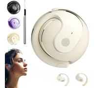 Coindcies AI Translation Wireless OWS Bluetooth 5.4 auricolari, Gleegard Traduttore Auricolari in tempo reale, Hanging Ai-Powered Earphones, Portable Translating 146 Lingue Cuffie Auricolare (Beige)