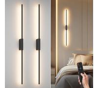 Coinmit 2 pezzi LED ricaricabile dimmerabile Applique, 9W, 100cm lunghezza, lampada da parete con telecomando, Applique con timer, lampada da parete interna, nero