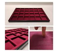 Coins&More Vassoio per Monete medaglie Gioielli o Altri Oggetti preziosi. Legno, Velluto Italiano di Alta qualità Bordeaux