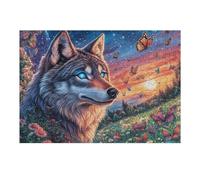 Coinvolgente Wolf Flower Forest Wildlife Wild Nature Rural Beautiful Puzzle 300 Pezzi Per Adulti Divertente Rilassante E Stimolante Perfetto Per Famiglia Amici 300 PCS（40x28cm）