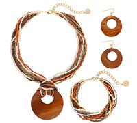 Coiris Collana a più fili con perline colorate con ciondolo a forma di conchiglia a cerchio grande, per donne, acrilico, senza pietre preziose, Acrilico, Nessuna pietra preziosa