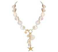 Coiris Collana girocollo con stella marina da donna con conchiglie di perle, collana girocollo in madreperla naturale, collana estiva da spiaggia per le donne, Acciaio inossidabile, Nessuna pietra
