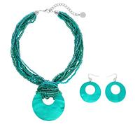 Coiris Multi Strand Statement collana di perline colorate con grande ciondolo a forma di cerchio per le donne, Acrilico, Nessuna pietra preziosa