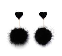 Coiris Orecchini da donna con pompon in finta pelliccia, soffici e soffici, orecchini pendenti colorati con pompon da donna, Zinco, Nessuna pietra preziosa
