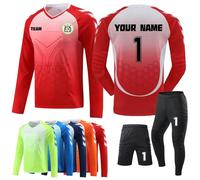COITROZR Maglia Portiere Personalizzata con Numero Nome Team Logo Set Adulto/Bambino, Personalizzabile(Red)