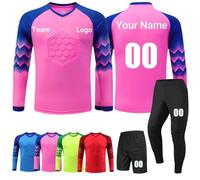 COITROZR Personalizzabile Maglia da Portiere, Set Adulto/Bambino, Personalizzabile,Maglia Portiere Maglia Calcio Portiere Uomo Bambini con Nome Numero Logo Squadra(Pink)