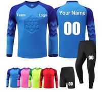 COITROZR Personalizzabile Maglia da Portiere, Set Adulto/Bambino, Personalizzabile,Maglia Portiere Maglia Calcio Portiere Uomo Bambini con Nome Numero Logo Squadra(Blue)