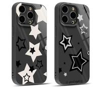 Coiwxmoi 2 Pezzi Cover per iPhone 15 Pro 6,1", Aesthetic Stella Motivi Print, Y2K Sottile Silicone Custodia Disegno per Ragazza Donne, Antiurto Anticaduta Protettiva Case per iPhone 15Pro, Star
