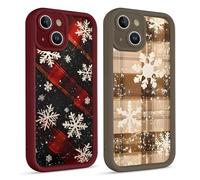 Coiwxmoi 2 Pezzi Natale Cover per iPhone 14 Plus, Quadri Custodia Silicone per Telefono con Christmas Aesthetic Alce Santas Disegni,Custodie Bumper Case per iPhone 14 Plus 6,7",Xmas Renna Orso Polare