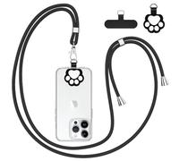Coiwxmoi Cordino per Cellulare Universale con 2 pezzi Patch, Regolabile Laccio per Cellulare Elegante y Duradero, Rimovibile Cordino Tracolla per Telefono, Adatto a Tutti Gli Smartphone - Gatto Nero