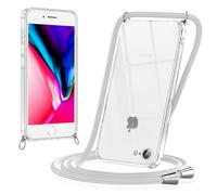 Coiwxmoi Cover con Cordino per iPhone 8/7 /SE 2020/SE 2022 4,7", Trasparente Custodia con Laccio Tracolla Cellulare Girocollo Collana Morbido Silicone TPU Antiurto AntiGraffio Protettiva Case, Grigio